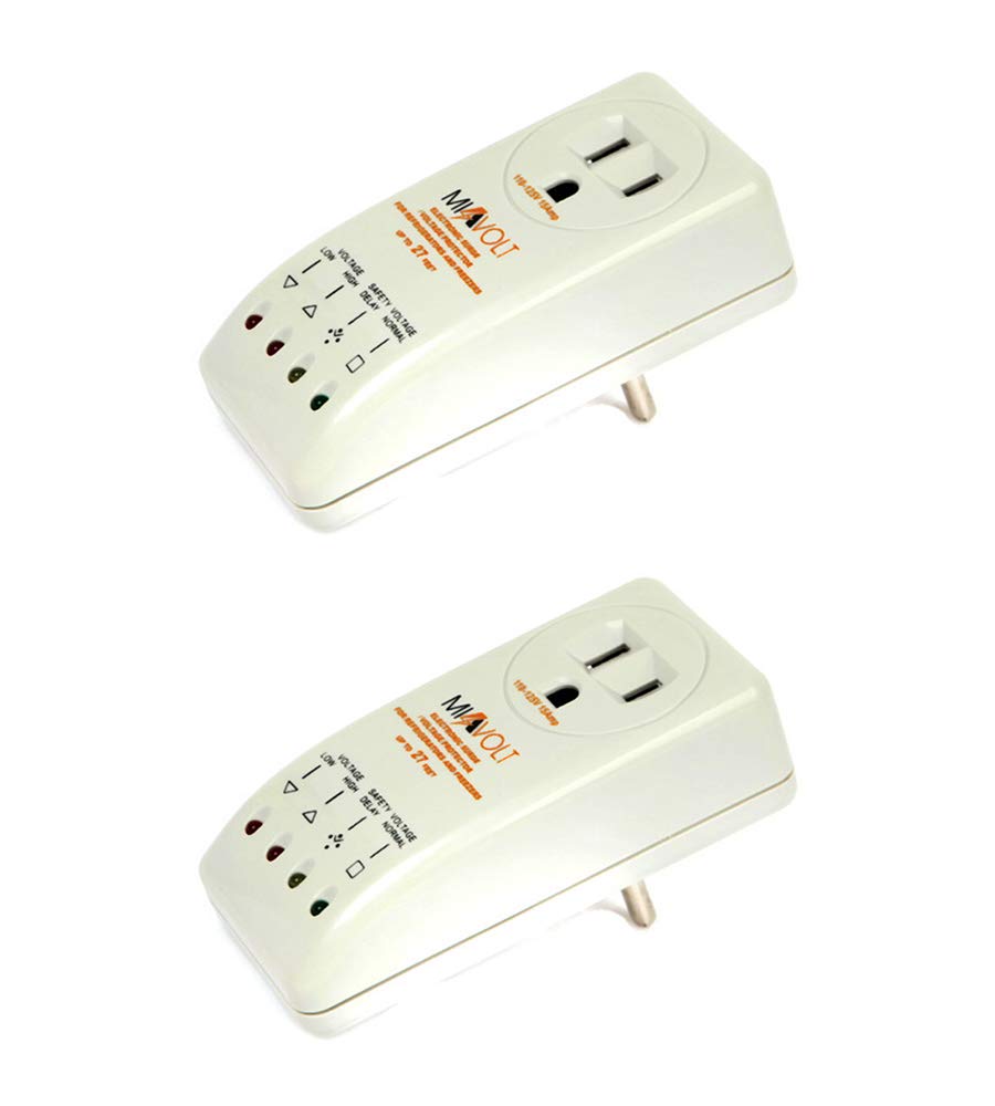 2-Pack Miavolt 1800W Surge Protector for Refrigerator, Freezer, TV, AC & Appliances | Voltage Brownout & Power Spike Guard | 3-Min Delay Restart | Home Power Protection | 3-Year Warranty