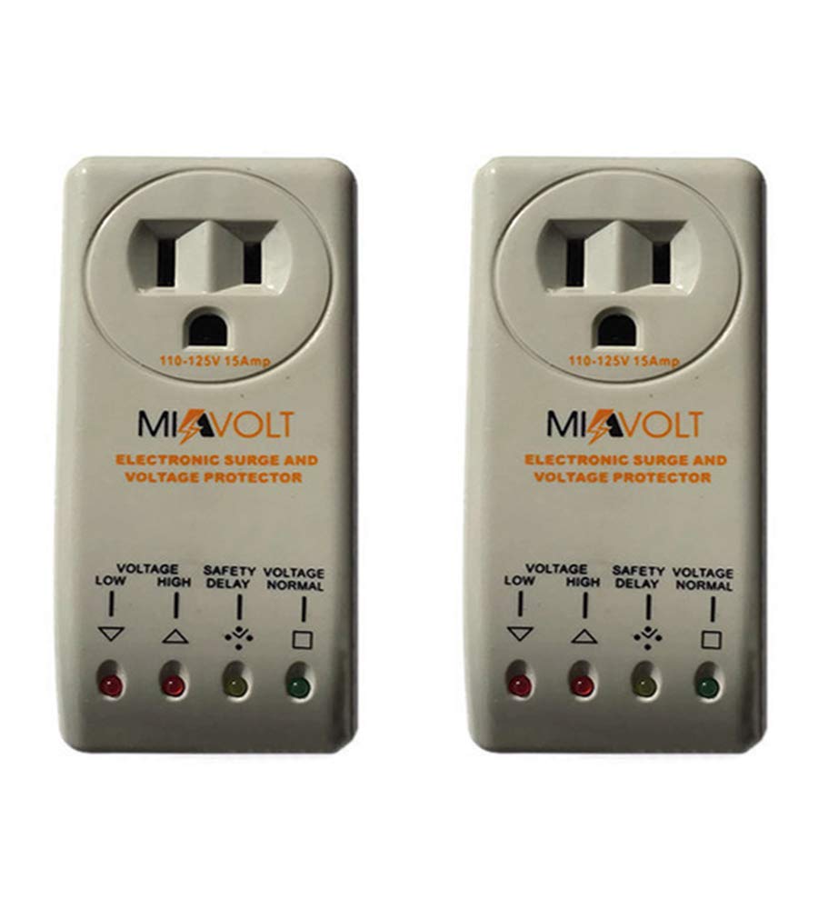 2-Pack Miavolt 1800W Surge Protector for Refrigerator, Freezer, TV, AC & Appliances | Voltage Brownout & Power Spike Guard | 3-Min Delay Restart | Home Power Protection | 3-Year Warranty